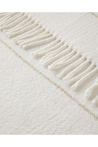 English Home Διπλή Βαμβακερή κουβέρτα Sparkly Glitter - 200x220 cm Λευκή