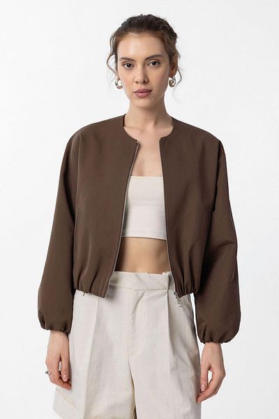 Antioch Brown Crop Women's Bomber Coat