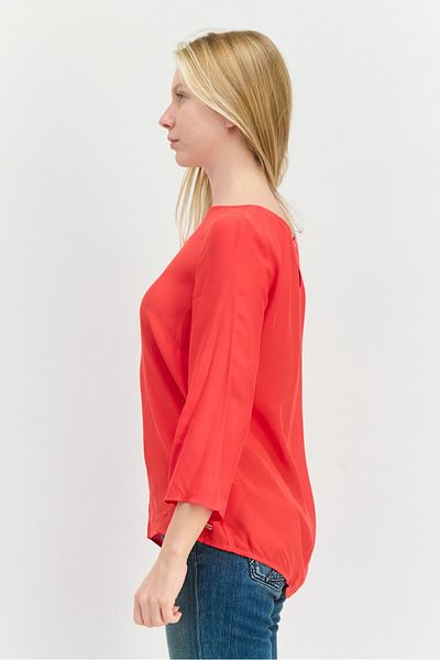 Tommy Hilfiger Women Round Neck 3/4 Sleeve Solid Top, Red