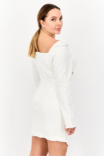Simmi London Women Curve Ruched Mini Dress, Off White