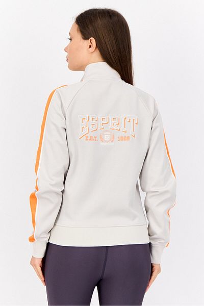 Esprit Women Embroidered Logo Full Zip Sweatshirt, Grey