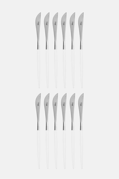 Cutipol 12 Pieces Goa Dinner Knife Set, White/silver