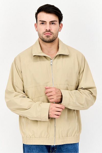 Esprit Men Solid Windbreaker Jacket, Beige