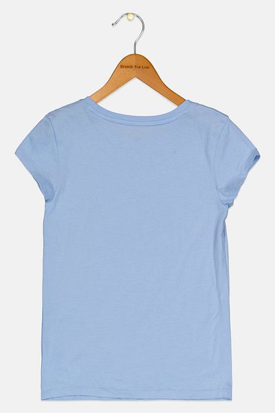 GAP Kids Girl Round Neck Cap Sleeve Graphic Print T-Shirts, Blue