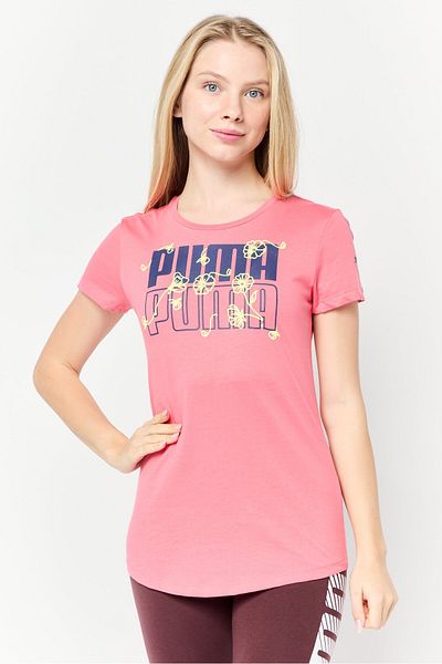 Puma Women Regular Fit Short Sleeve Outdoor T-Shirts, Pastel Red