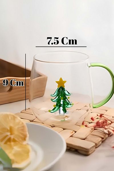 Jenisa Borosilicate Glass Pine Tree Figured Mug 400 ml Glass