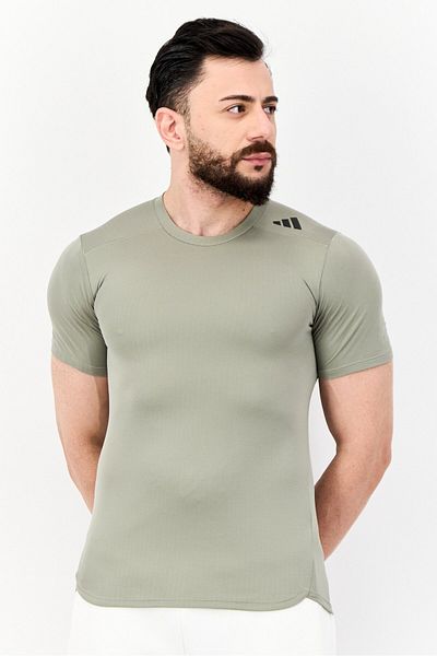 adidas Men Slim Fit Short Sleeve Training T-Shirt, Silver