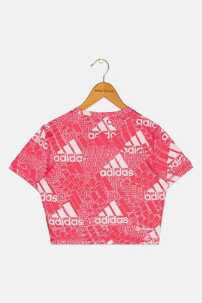 adidas Kids Girl Brand Logo Short Sleeve Training Top, Pink