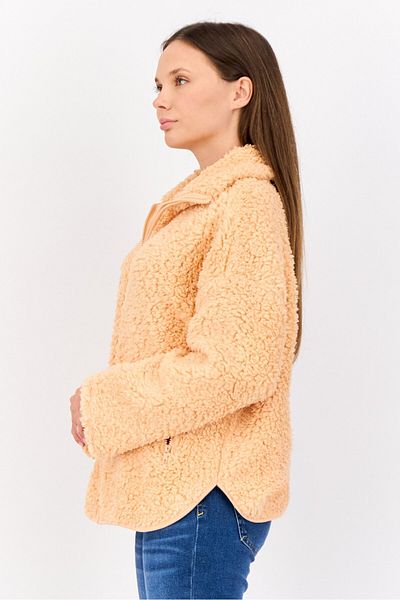 Monki Women Faux Fur Sherpa Jacket, Orange