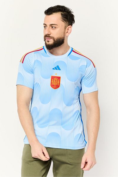 adidas Men Slim Fit Short Sleeve Football Jersey, Blue