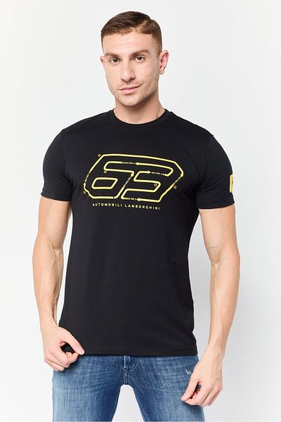 Lamborghini Men Crew Neck Short Sleeves Graphic Print T-Shirt, Black