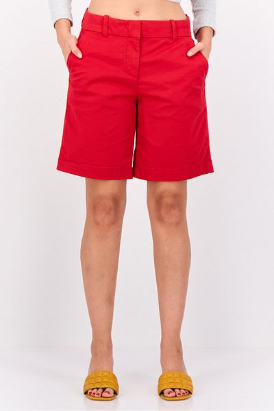 Esprit Women Solid Chino Shorts, Red