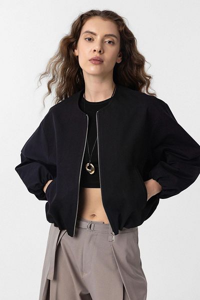 Antioch Black Crop Women's Bomber Coat