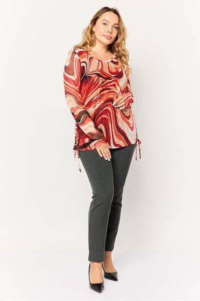 CYRUS Women Round Neck Long Sleeve Mesh Top, Multicolor