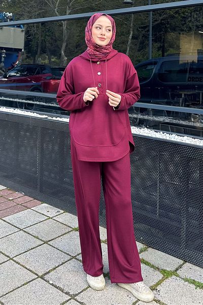 Ovn. Modal Σετ με λεπτομέρεια με κουκούλα - Claret Red
