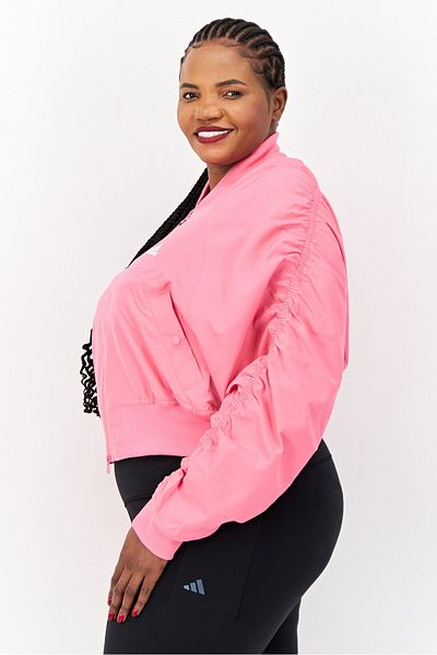 adidas Women Plus Size Long Sleeve Outdoor Jacket, Pink