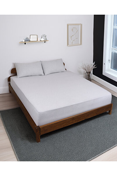 Yellow Home Double Padded Cotton Fitted Sheet Light Gray