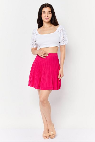 Esprit Women Seamless Pleated A-line Mini Skirt, Dark Pink