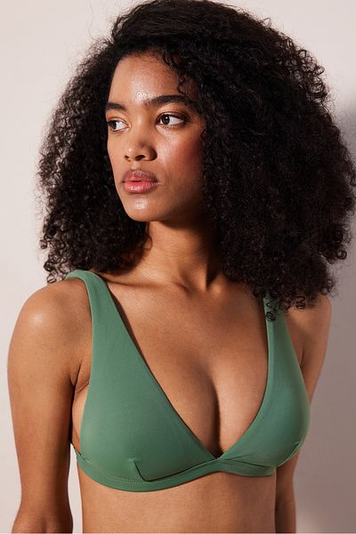 Penti Top de bikini verde Deep V - Design de bază