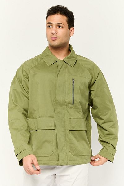 Esprit Men Solid Jacket Shirt, Olive