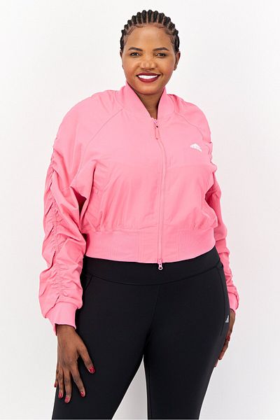 adidas Women Plus Size Long Sleeve Outdoor Jacket, Pink