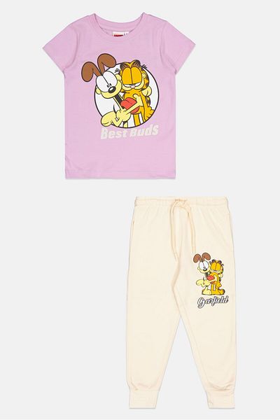 NİCKELODEON Toddlers Girl 2 Piece Graphic Print Top And Pants Pajama Set, Lavender