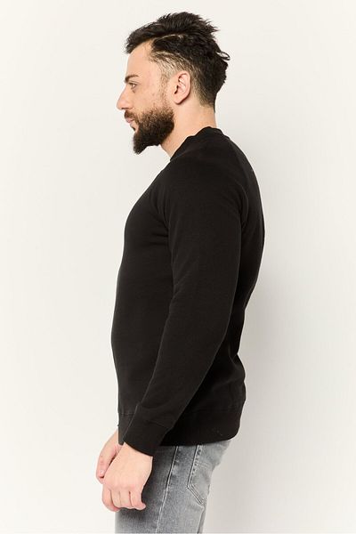 Prince Men Crew Neck Embroidered Logo Long Sleeve Sweatshirt, Black