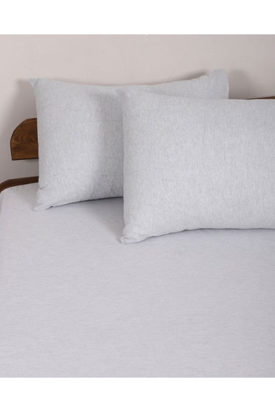 Yellow Home Double Padded Cotton Fitted Sheet Light Gray