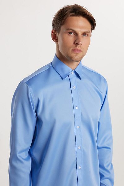 Tudors Μπλε Non-Iron Regular Fit 100% Cotton Ekoteks Gommelik