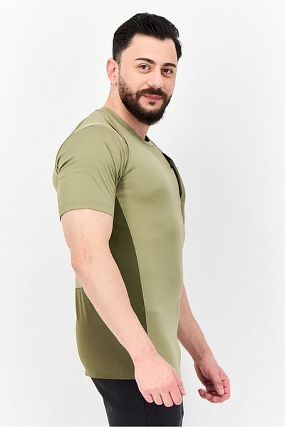 adidas Men Sportswear Fit Short Sleeve Outdoor T Shirt, Light Olive