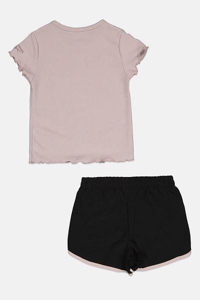 Reebok Kids Girl 2 Pieces Brand Logo T-Shirt and Short Set, Lilac/Black