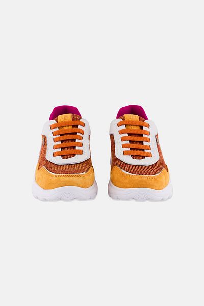 Geox Women Spherica Slip On Casual Sneaker, Orange