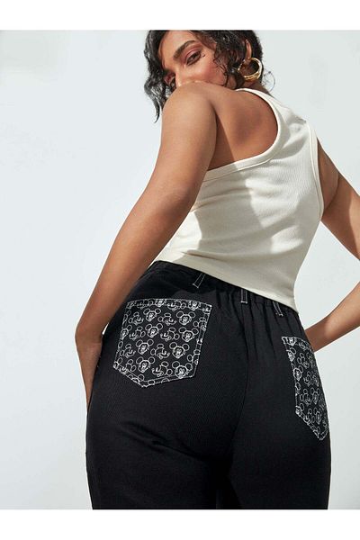 The Label Life Black Mickey Print Pocket Pants by Disney