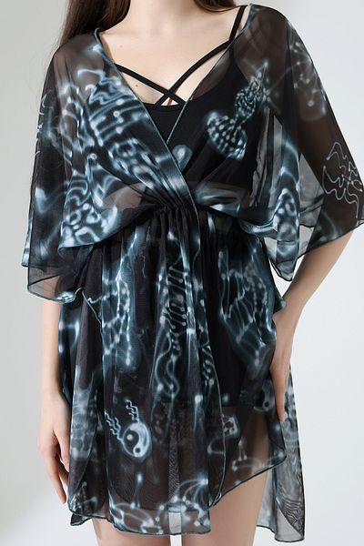 Esberin Front Lace Patterned Tulle Pareo