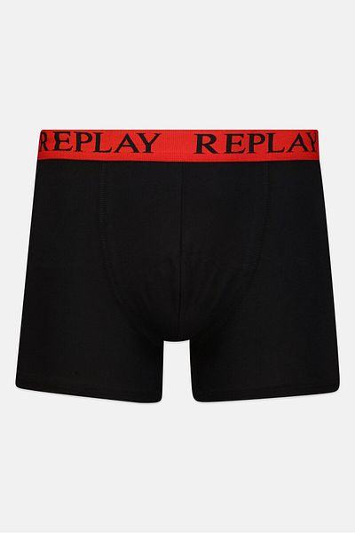 Replay Men 2 Pack Brand Logo Trunks, Black/red