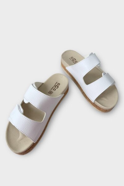 Liger Women's Daily Slippers Thick Sole Double Tape Velcro Comfortable Stylish Summer Home Beach Vacation Slippers White