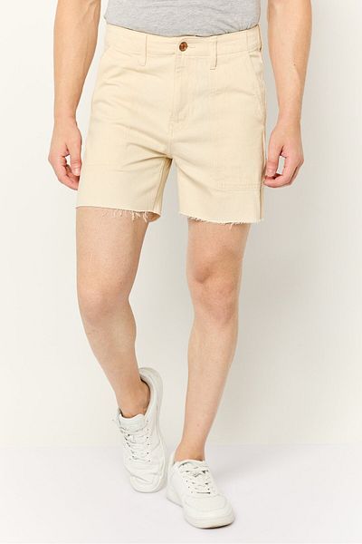 Esprit Men Solid Denim Shorts, Beige