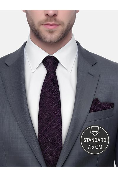 Milleniva Patterned Purple Tie & Handkerchief