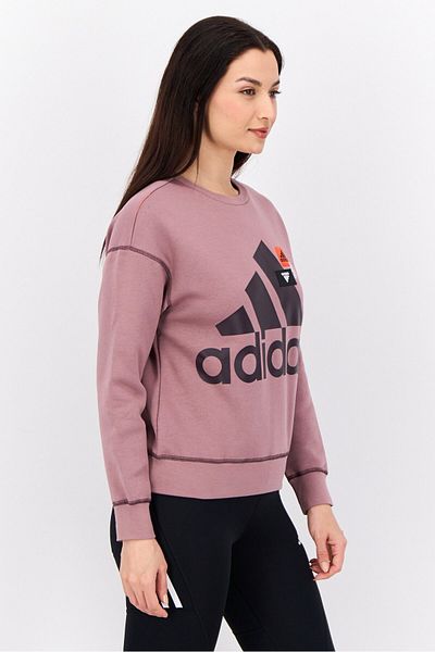 adidas Women Sportswear Fit Long Sleeves Outdoor Sweatshirt, Old Rose