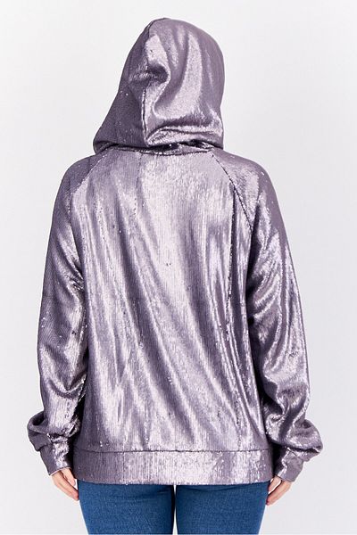 Esprit Women Sequined Long Sleeve Hoodie, Purple