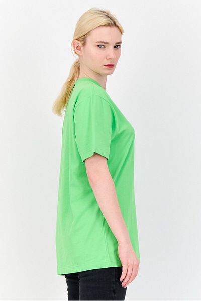 Esprit Women Crew Neck Short Sleeve Brand Logo T-shirt, Bright Green