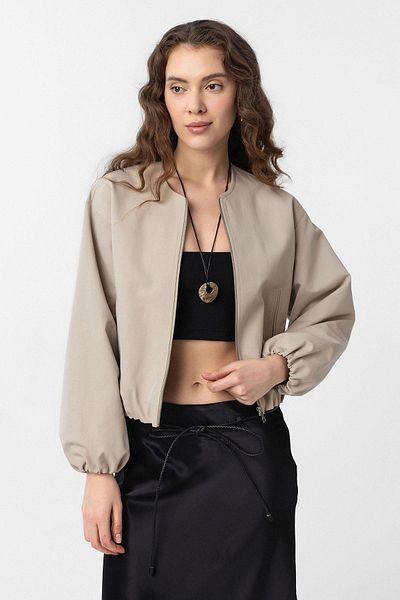 Antioch Beige Crop Women's Bomber Coat