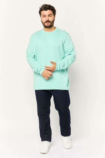 BOSS Men Crew Neck Brand Logo Long Sleeves Sweatshirt, Mint Green