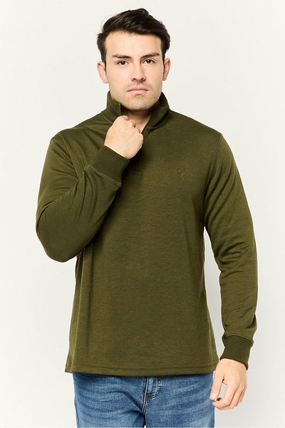 Chaps Men Mock Neck Long Sleeve Embroidered Logo Sweatshirt, Forest Green