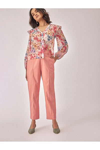 The Label Life Light Coral Ankle Trousers