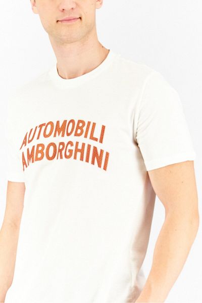 Lamborghini Men Crew Neck Short Sleeves Graphic T-shirt, White