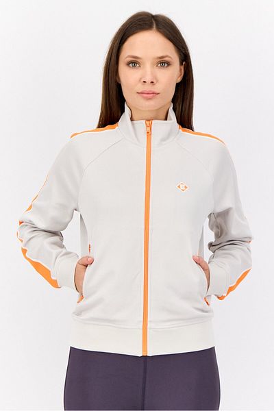 Esprit Women Embroidered Logo Full Zip Sweatshirt, Grey