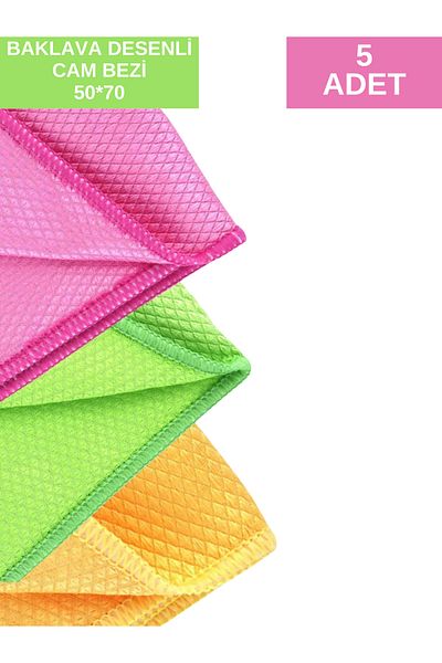 Lider 50X70 cm Large Size Microfiber Diamond Patterned Car Drying and Glass Wiping Cloth 5 Pieces