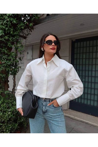 AlisaSu White Padded Buttoned Special Shirt