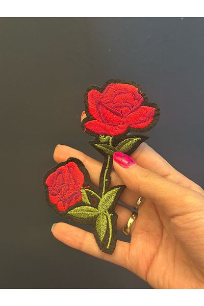 Gönülden Tasarım Red Embroidery Flower Coat of Arms Sewing Accessory 16X12 cm